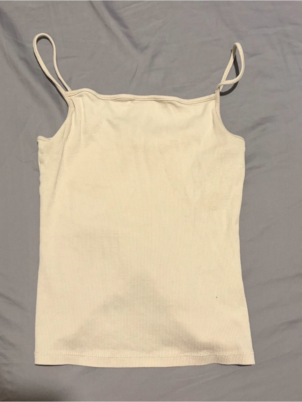 Divided Cream Ribbed Spaghetti Strap Camisole